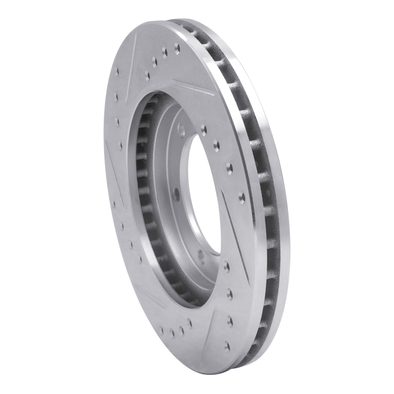 Nissan NP300 Brake Rotor (1) - Front Right - R1 Concepts - Drilled & Slotted - Silver - `98-`15